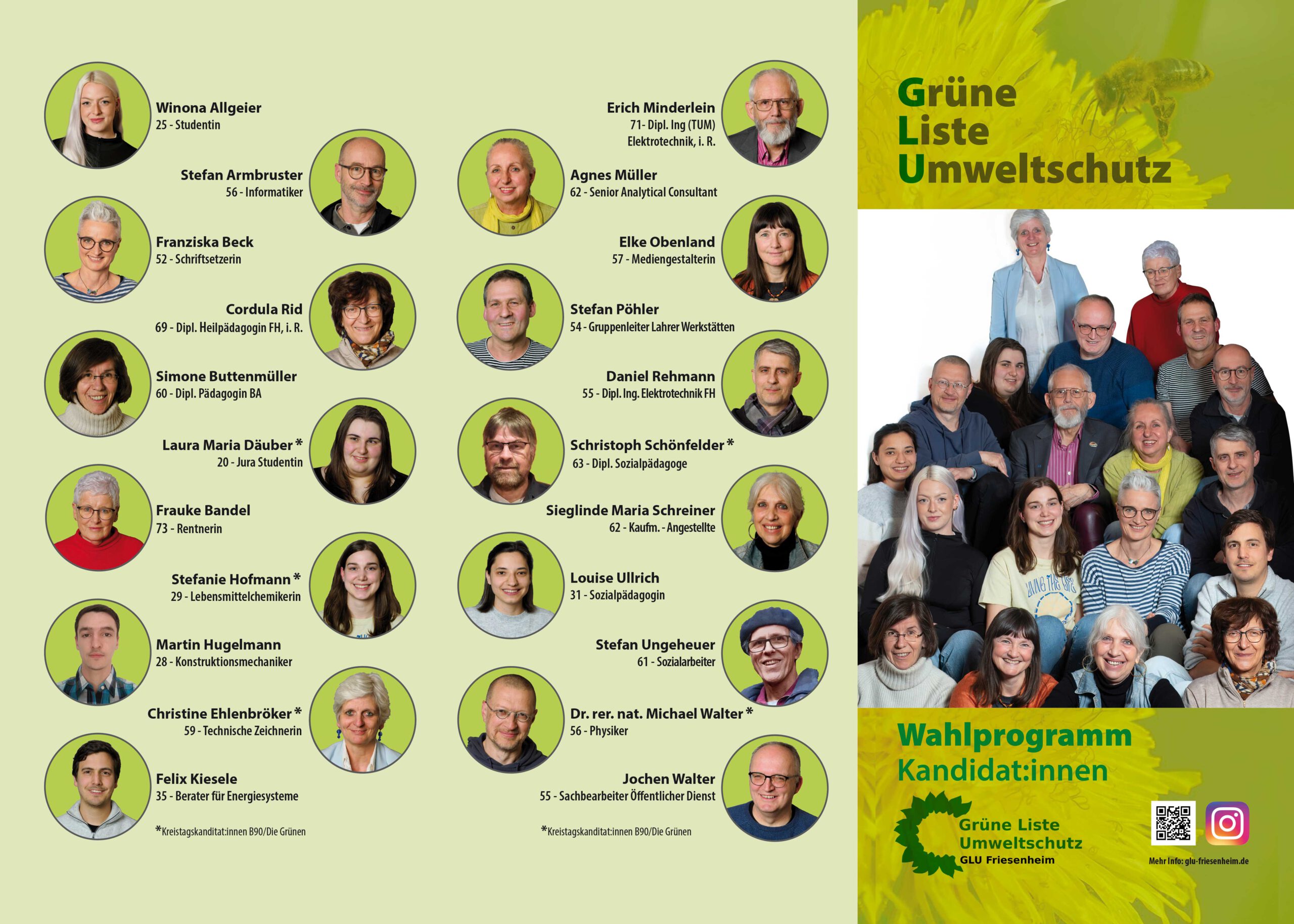 Flyer "Grüne Liste Umweltschutz -Wahlprogramm - Kandidat:innen - Grüne Liste Umweltschutz - GLU Friesenheim"